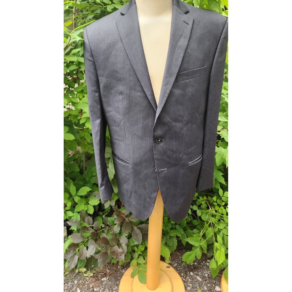 Calvin‎ Klein Men's 42R Gray Pinstripe 100% Wool Blazer Business Suit Jacket